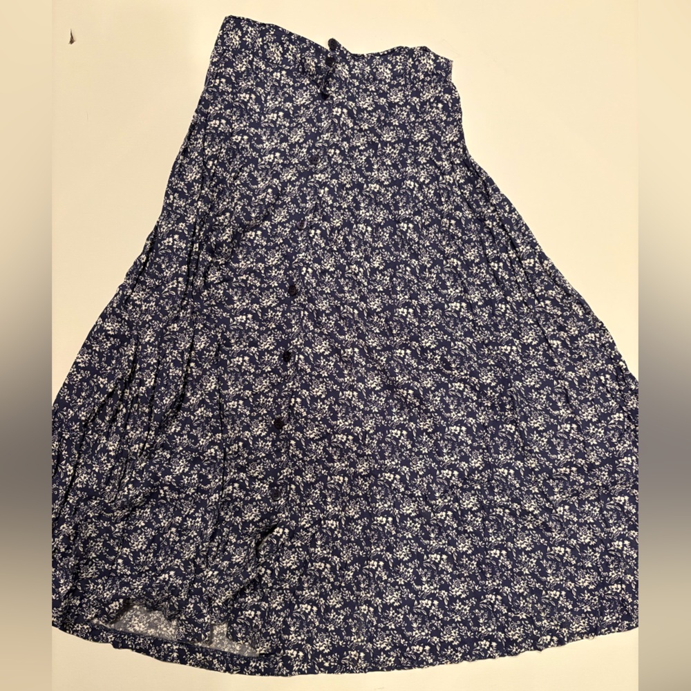 Vintage Hunter's Run Navy and White Floral Skirt